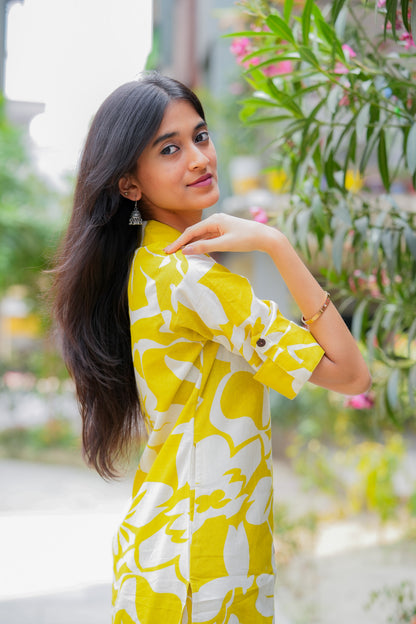 LATVA - GREEN CO-ORD SET WITH BAND COLLAR