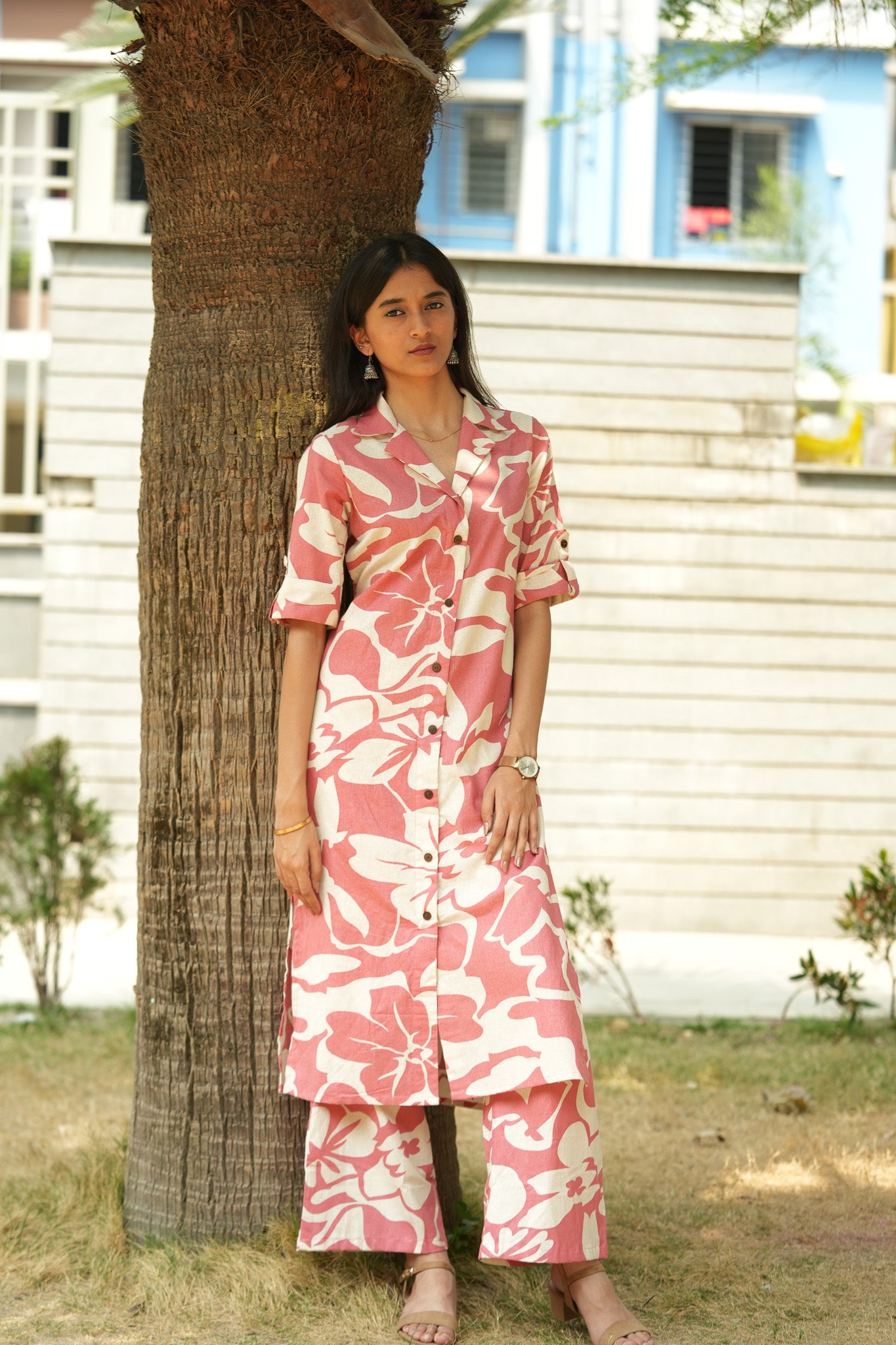 LIPSA- ROSE PINK CO-ORD SET WITH BAND COLLAR