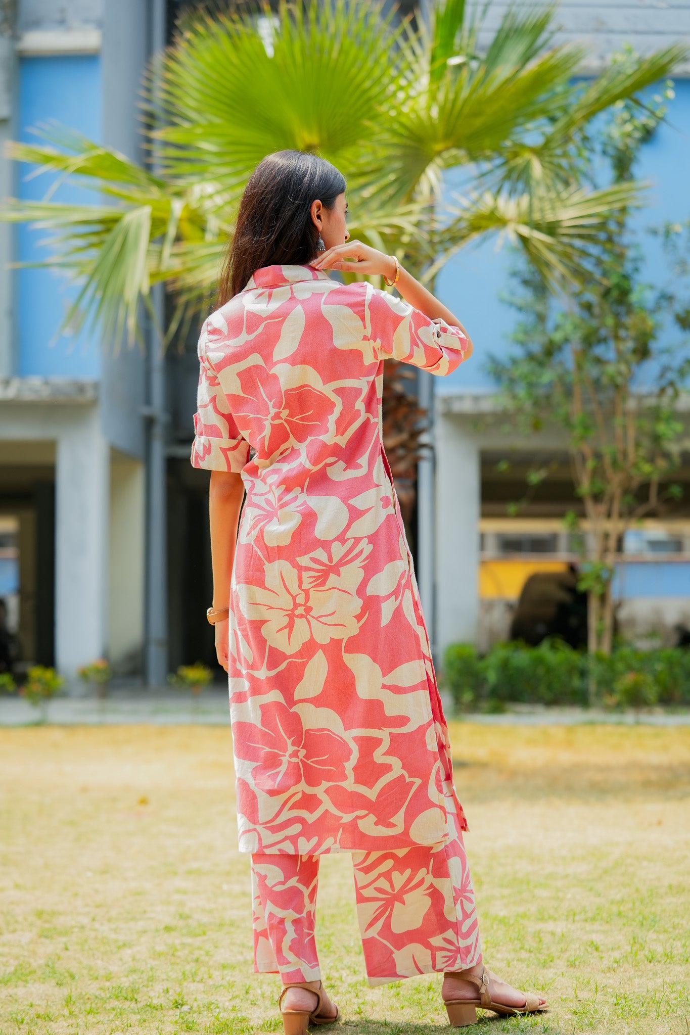 LIPSA- ROSE PINK CO-ORD SET WITH BAND COLLAR